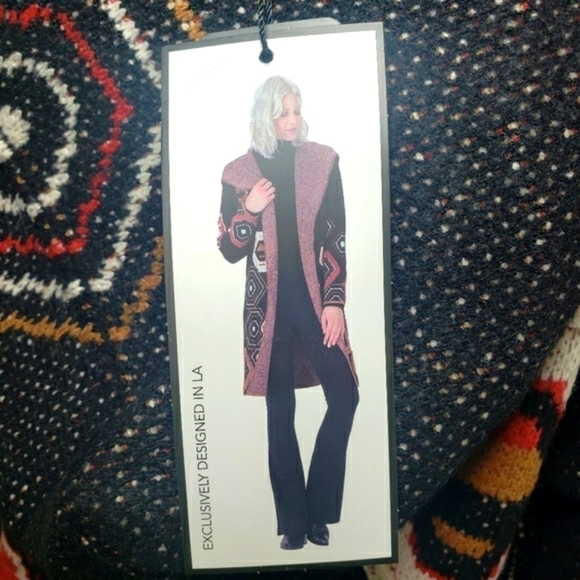 MAXSPORT Aztec Boho Mid Length Knitted Sweater Cardigan Size M - Picture 3 of 12